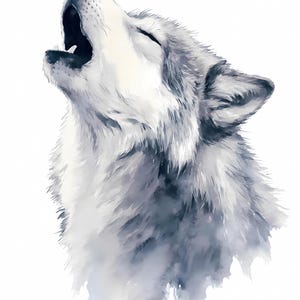 Howling Wolf Aquarell Clipart Bundle PNG JPG, Nordic Forest Wolf Wandkunst | Boho Tier Poster, mystische Wolf druckbare Dekor