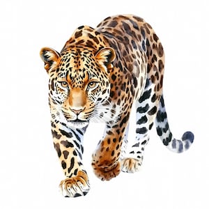 Leopard Clipart Set of 8, Watercolor Leopard, Printable Watercolor Leopard clipart, Digital download, High resolution PNGs, Paper crafts