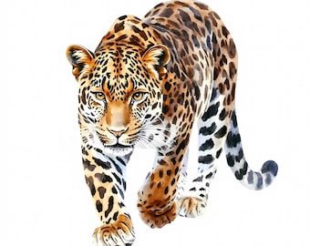 Watercolor Leopard Clipart Set: High-Resolution PNGs Digital Download, 352