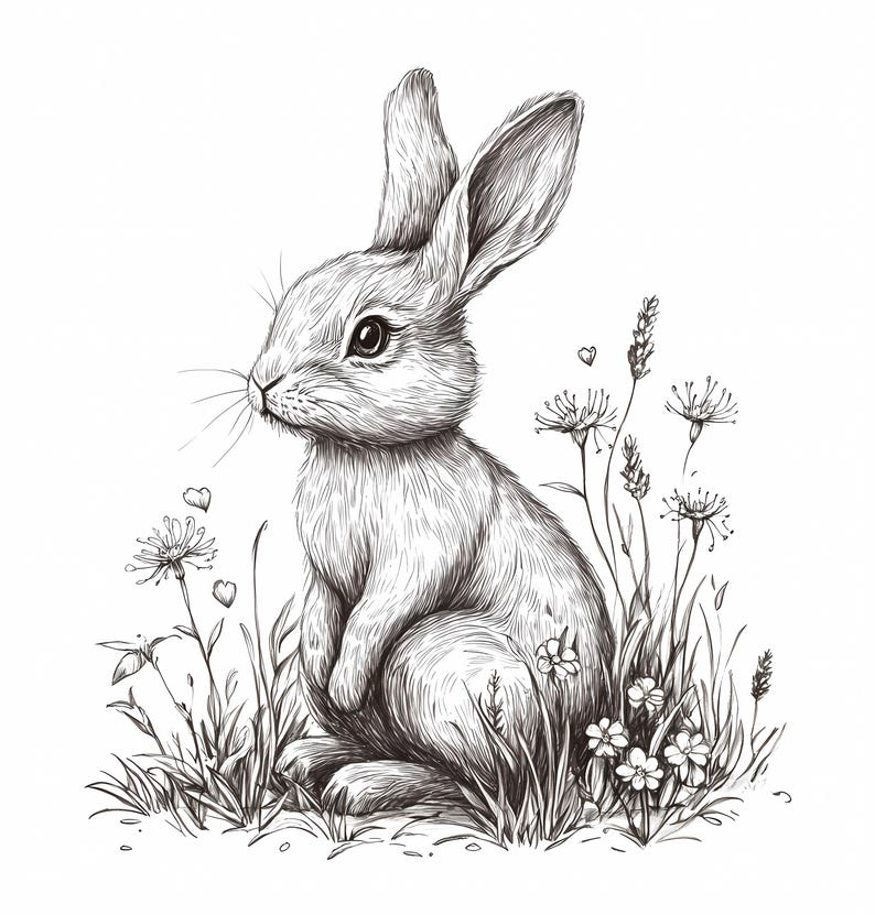 Clipart collection includes Easter Rabbit Coloring images to give you the best value for your money. This clipart bundle will be perfect for a variety of your creative projects - nursery wall art or decor, junk journals, greeting cards, invitations, prints, mugs, apparel, social media posts or other projects!