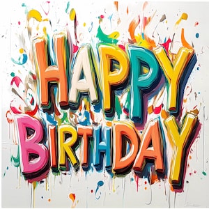 Happy Birthday Cake Clipart Bundle – 9 Colorful Lettering PNGs for Sublimation, Printing, Shirts, Wall Art, DIY Crafts – Instant Download