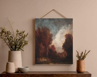 Sfeervol herfstlandschap muurdecoratie, vintage printbare kunst, 2174