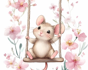 8 Cute Mouse, Mouse Clipart, Forest Mouse PNG, Card making, High Quality PNGs, Paper craft, Digital download, Junk Journal, Card Gift