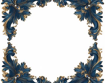 Paquete de imágenes prediseñadas de marco barroco dorado: bordes para invitaciones de boda vintage (descarga PNG, JPG, PDF)