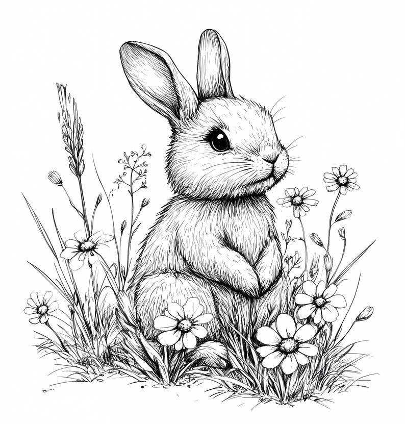 Clipart collection includes Easter Rabbit Coloring images to give you the best value for your money. This clipart bundle will be perfect for a variety of your creative projects - nursery wall art or decor, junk journals, greeting cards, invitations, prints, mugs, apparel, social media posts or other projects!