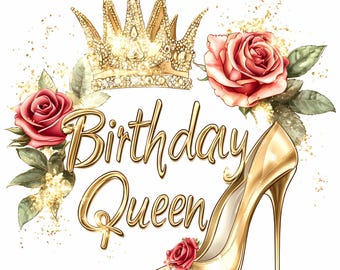 Imágenes prediseñadas PNG de Diva de Cumpleaños, Tacones Rojos, Labios Rojos, Descarga Instantánea, Uso Comercial, 86