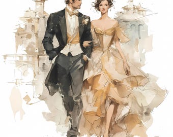 Romantic Wedding Couple Art Prints Bundle Set of 14 – Sunset Love Wall Decor