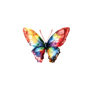 8 Colored Transparent Butterfly Clipart, Printable Butterfly Watercolor clipart, High Quality PNGs, Sublimation Digital download Paper craft