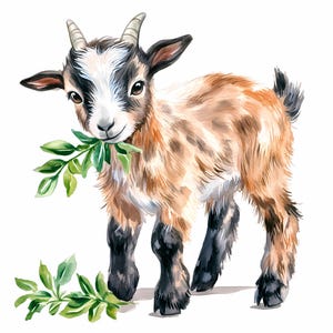 Aquarell Ziege Clipart Set 11: Bauernhof Tiere PNGs (Digitaler Download, Kommerzielle Nutzung)