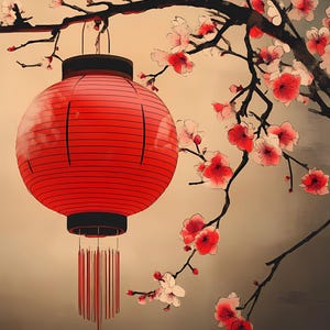 Chinese New Year Lantern Clipart Set of 8, Traditional Chinese Lantern Lunar New Year Celebration Clipart Red Chinese Lantern Junk Journal