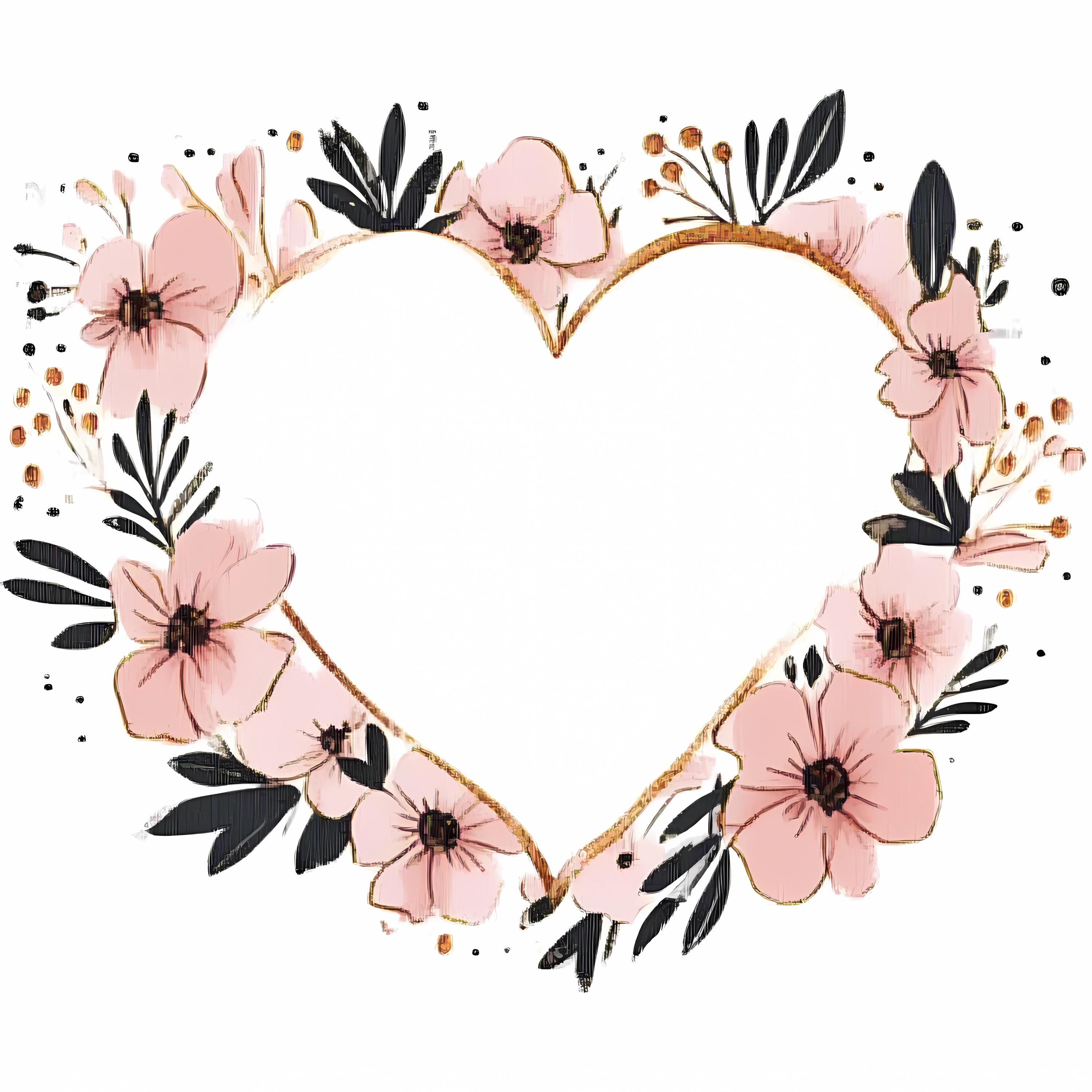 Floral Heart Wreath Clipart Bundle: Spring Watercolor Wildflowers ...