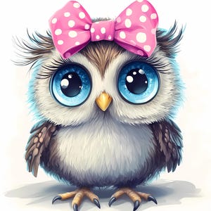 Búho lindo con lazo rosa PNG, Búho lindo con lazo rosa Clipart, Búho rosa PNG, Búho descarga digital, Búho lindo imprimible, PNGs de alta calidad,