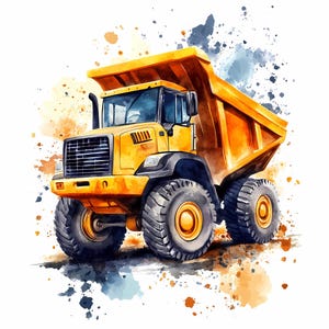 9 bouwvoertuigen png, bouw aquarel clipart, dump truck clipart, cartoon dump truck, dump truck png, digitale download