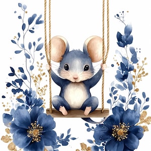 8 Süße Maus Clipart Aquarell, Waldmaus Clipart, Waldtiere PNG, Papiermodell, Digitaler Download, Junk Journal, Geschenk Karte
