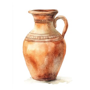 Aquarel vaas clipartset, aardewerk clipartbundel pngs, vaasafbeeldingen, vintage clipart, planter clipart, vaasillustratie, Griekse vazen
