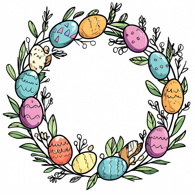 Floral Easter Egg Wreath PNG Clipart Set (digital Download) - Etsy
