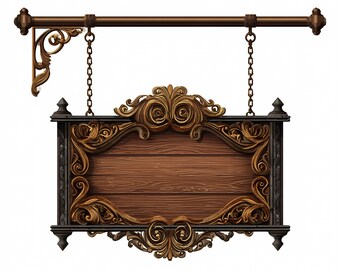 Vintage Wooden Signboard Clipart Bundle - Etsy