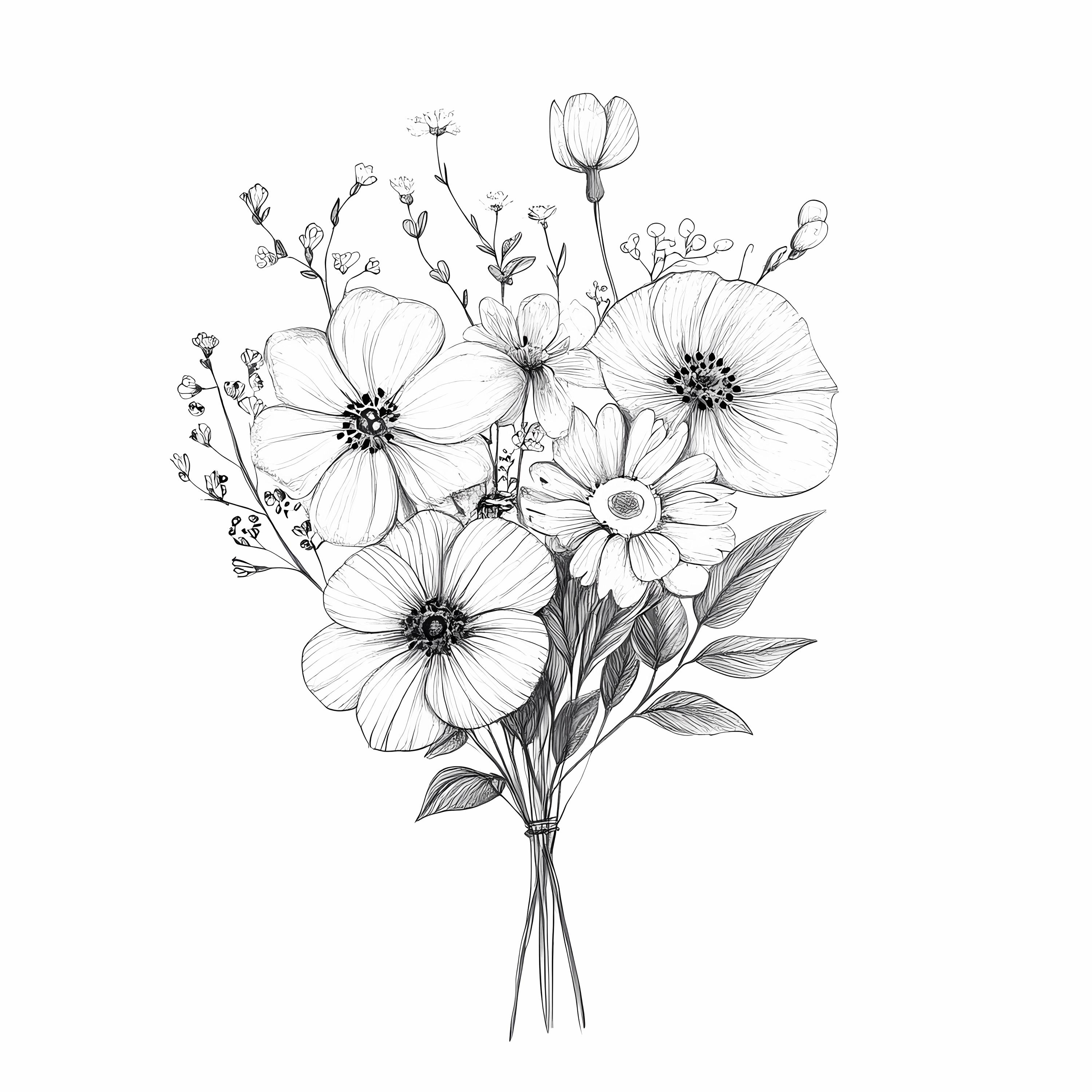 Tattoo flower simple - Etsy México, image size:3000x3000