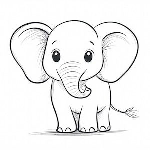 Set van 12 eenvoudige kleurplaten baby olifant voor kinderen, peuters en kleuters Kleurboek eenvoudige kleurplaten voor peuters