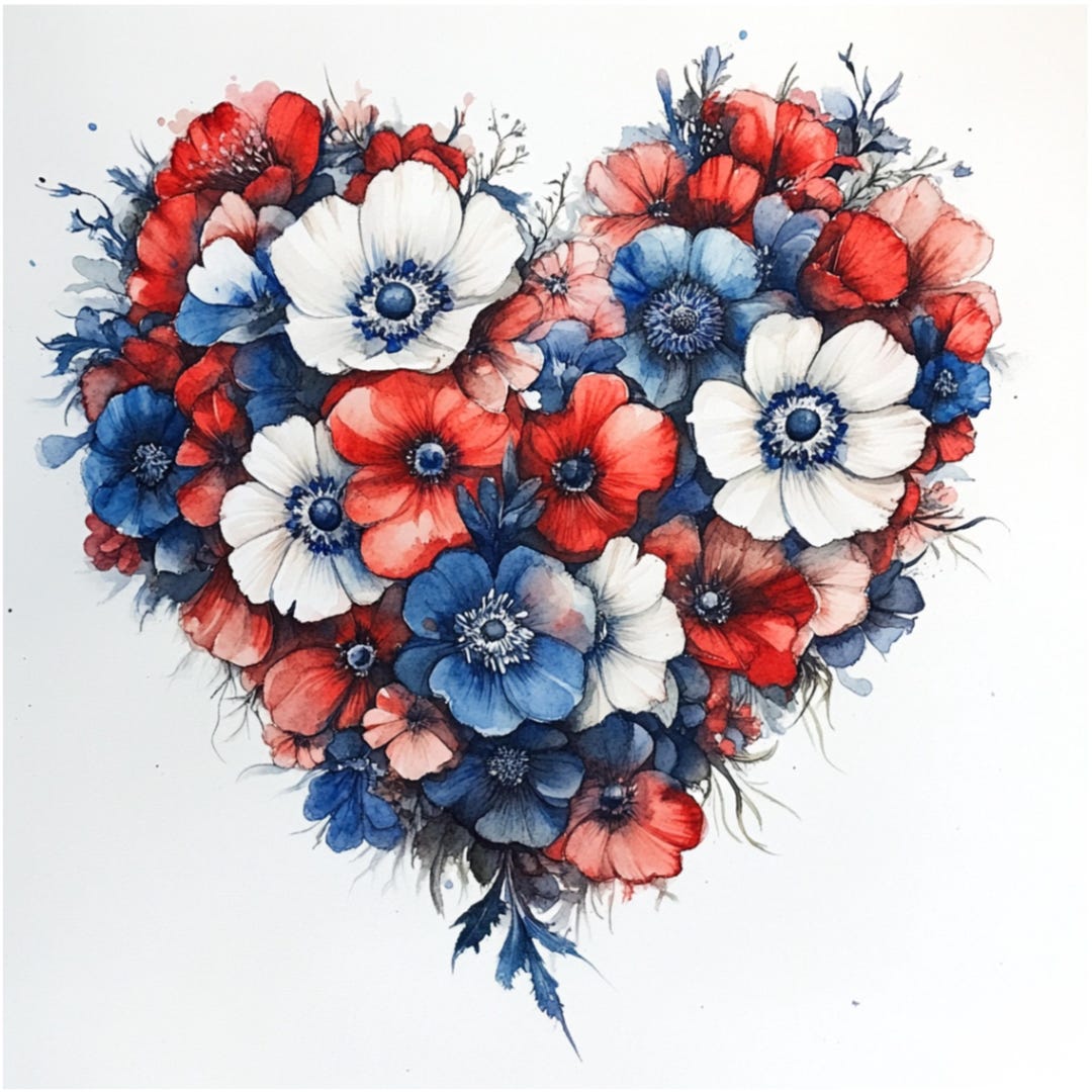 Floral Heart Wreath Clipart: Watercolor Wedding Card Pngs (digital ...