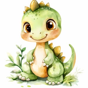 8 imágenes PNG de dinosaurios de dibujos animados, dinosaurio bebé, imágenes prediseñadas de acuarela imprimibles, PNG de alta calidad, descarga digital, manualidades de papel, diario basura