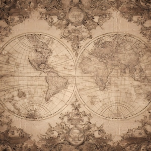 Vintage World Map Bundle Set of 14 for Print and Digital, Antique Globe Map Clipart, Old World Maps JPG PNG