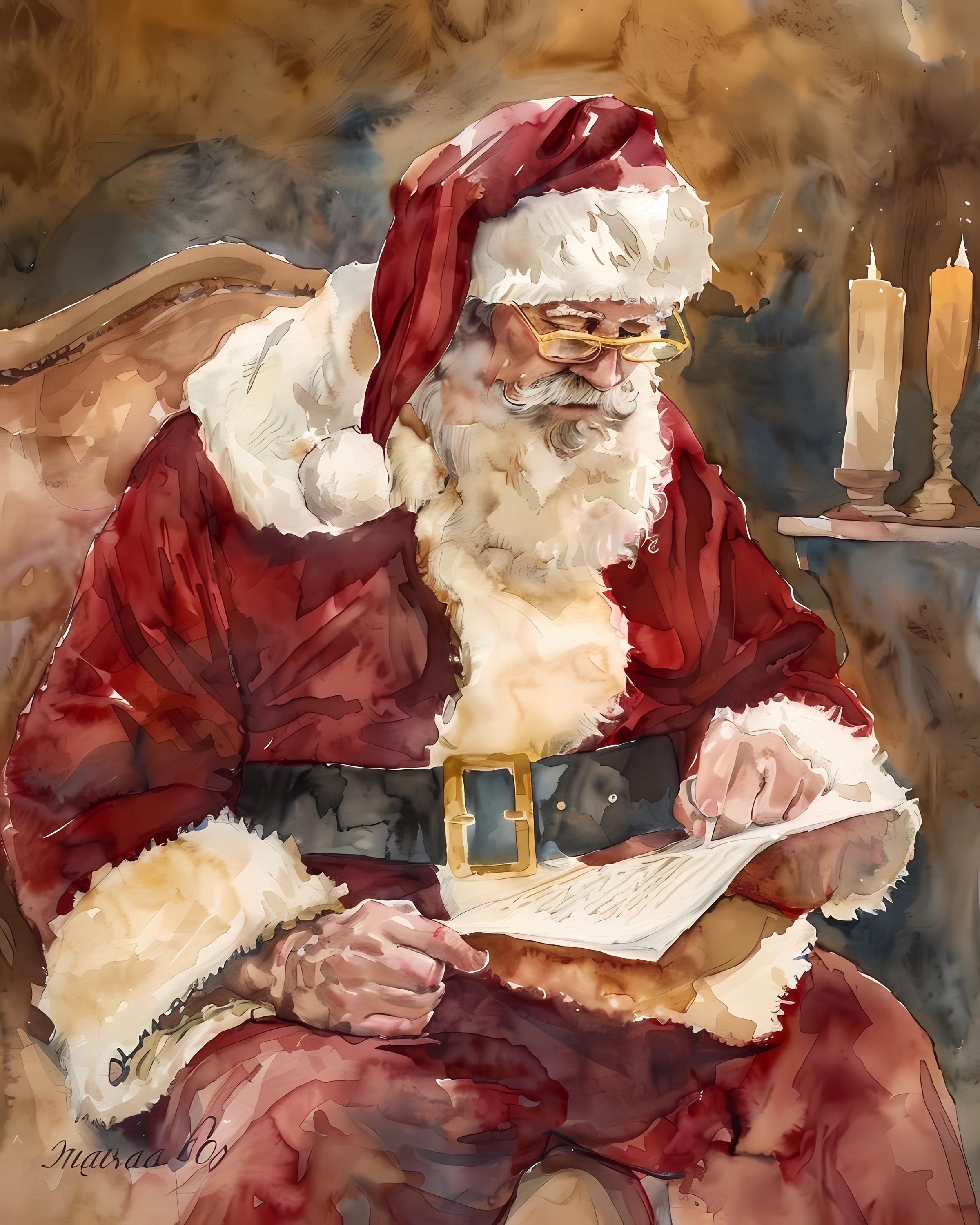 【直筆サイン★レア】SANTAセット Vintage Santa Claus Letter Art Print Set – Cozy Christmas Decor