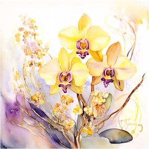 8 Orchid Clipart, Watercolor Orchids Wall Art, Printable Watercolor clipart, Orchid Graphics, vintage orchid print Paper craft junk journal
