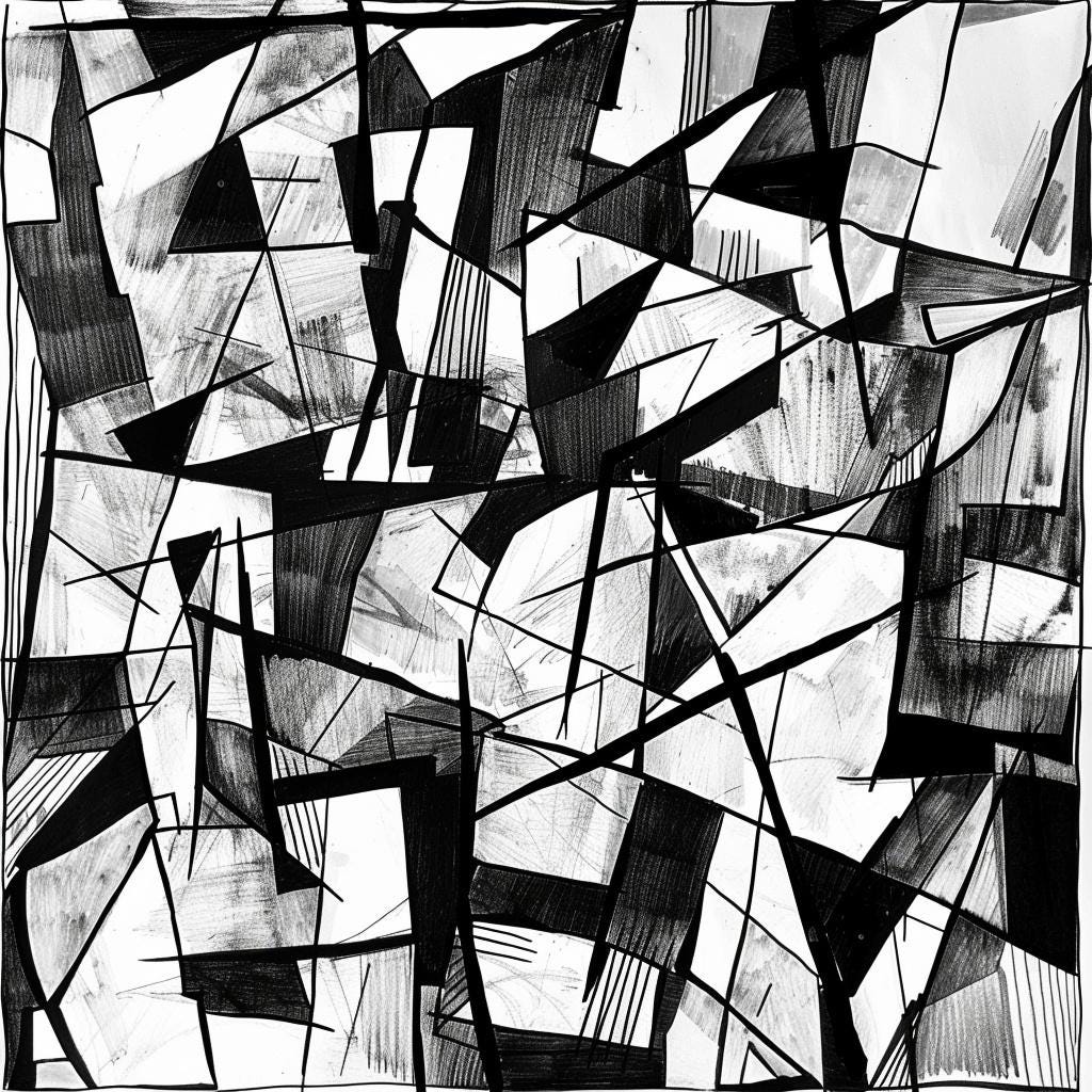 Abstract Cubism Art Bundle, Modern Geometric Line Composition - Etsy