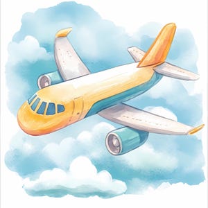 10 cliparts avion, clipart avion, aquarelle avion, clipart voyage, clipart Aviation, mignons avions aquarelles, avion vintage PNG