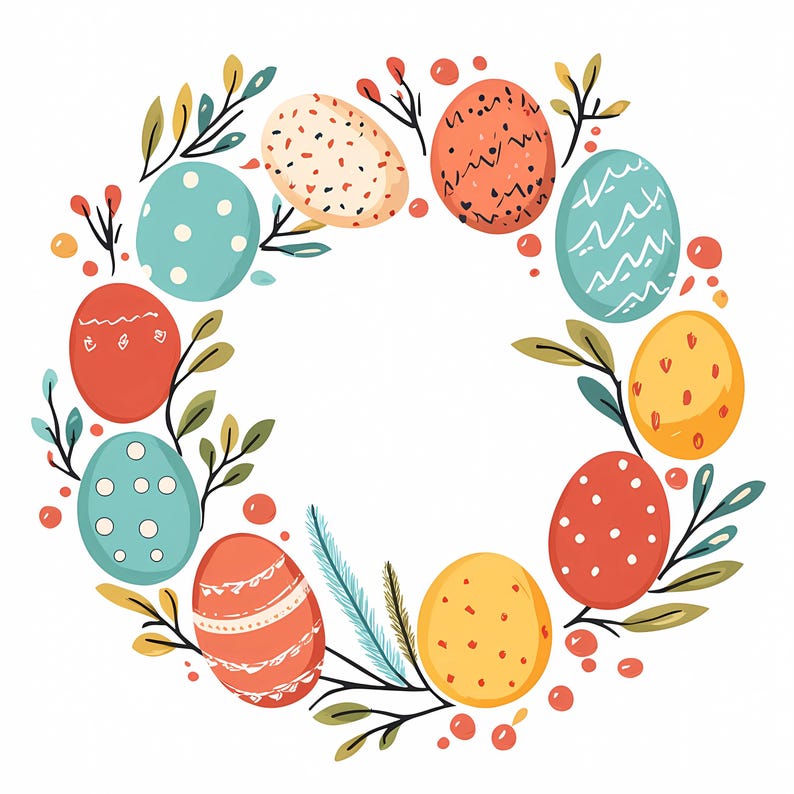 Floral Easter Egg Wreath PNG Clipart Set (digital Download) - Etsy