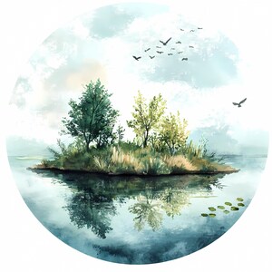 8 Lake Landscape Clipart, Watercolor Lake, Printable Watercolor clipart, High Quality PNGs, Digital download, High Resolution, Paper craft