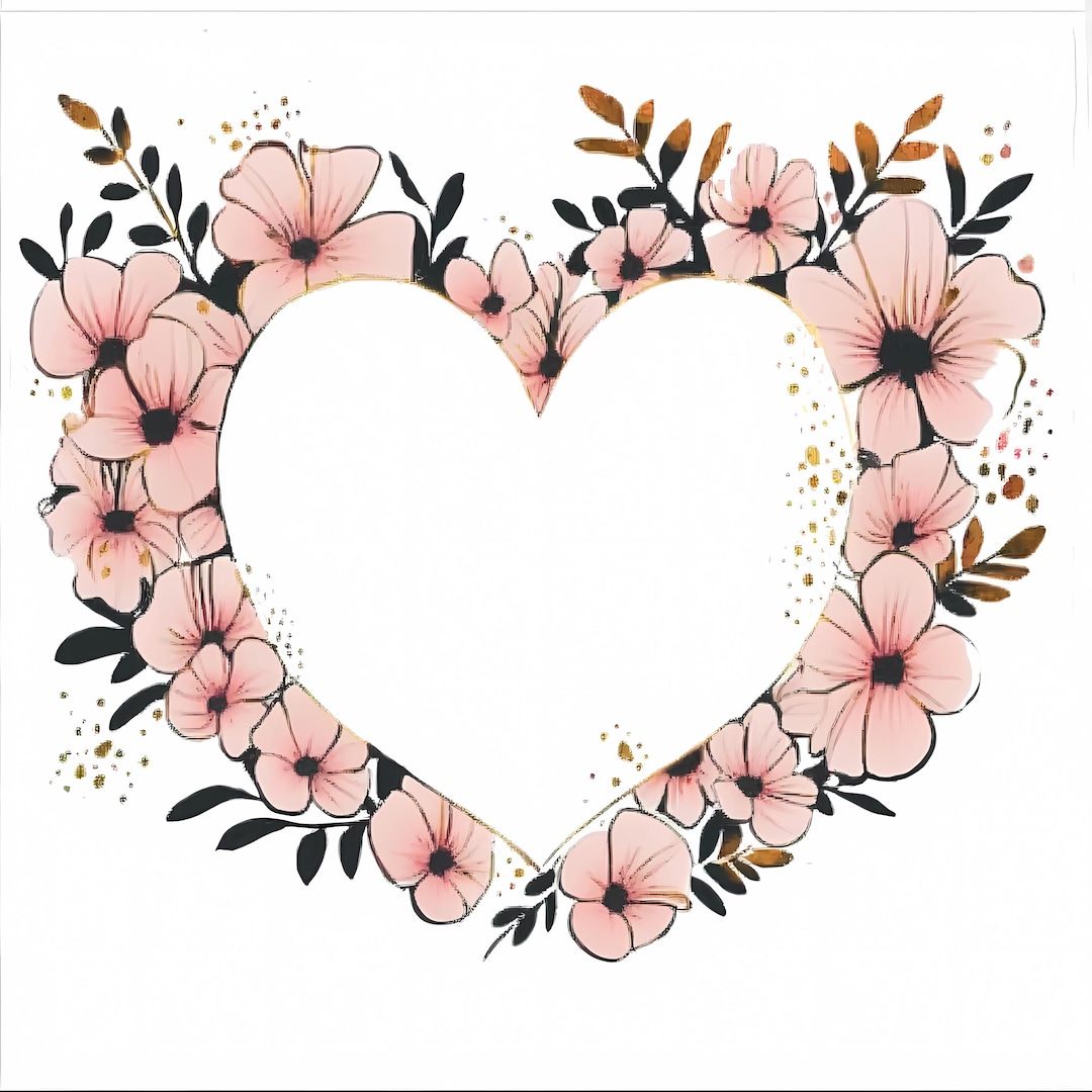 Floral Heart Wreath Clipart Bundle: Spring Watercolor Wildflowers ...