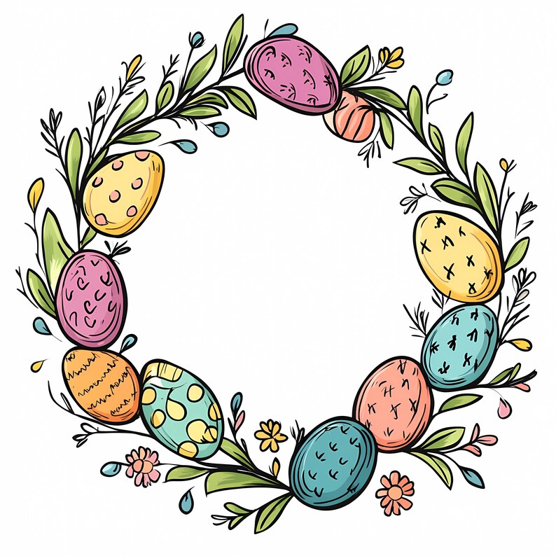 Floral Easter Egg Wreath PNG Clipart Set (digital Download) - Etsy