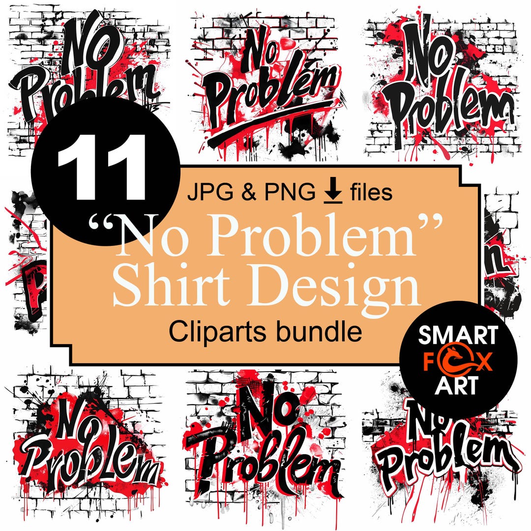 No Problem Graffiti Clipart, Urban Street Art PNG JPG Set - Etsy