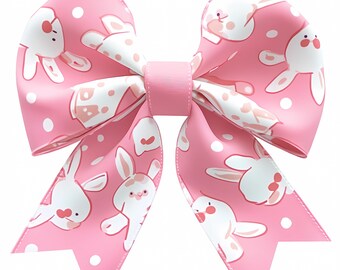 Easter Coquette Bow PNG: Pink Bunny Design (Digital Download)