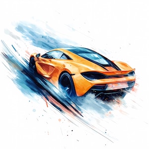 12 Sport Cars Clipart, Watercolor Sleek Super cars Clipart, Sports Racing Car Clipart