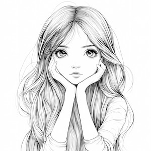 Mädchen-Linie Art Clipart-Bundle, Mädchen-Gesicht, einfache Linie PNG, männliche abstrakte, minimalistische Mädchen-Bleistift-Kunst, schwarz-weiße Mädchen-handgezeichnete Kunst