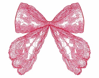 Lace Bow Clipart Bundle: Elegant Ribbon Line Art (Digital Download, Commercial Use)