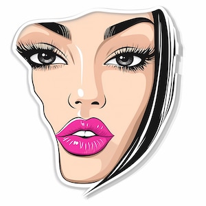 8 Frauen-Gesichtsaufkleber Vorlage, bedruckbare schöne Mädchen-Gesichtsaufkleber hochwertige PNGs Bundle