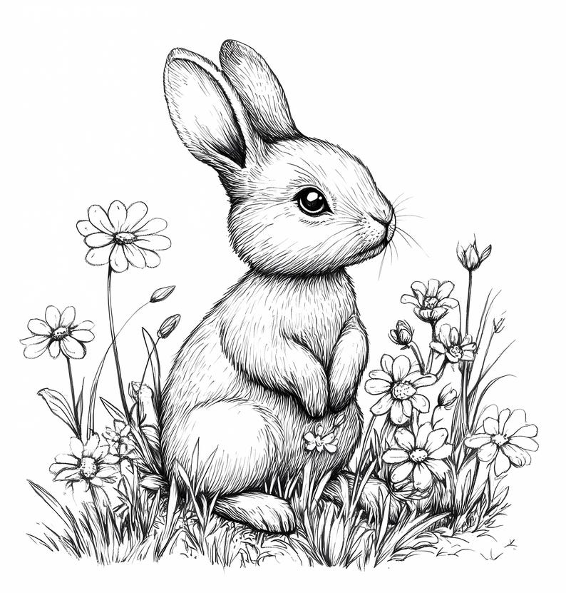Clipart collection includes Easter Rabbit Coloring images to give you the best value for your money. This clipart bundle will be perfect for a variety of your creative projects - nursery wall art or decor, junk journals, greeting cards, invitations, prints, mugs, apparel, social media posts or other projects!