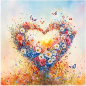 Pacote de clipart de coração de flor em aquarela, sublimação de coração floral, corações florais png, flores de coração, arquivos png de coração de amor, uso comercial