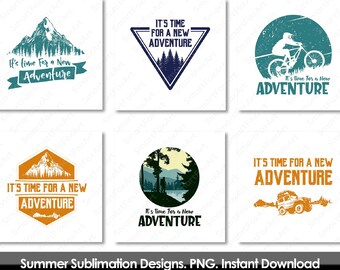 New Adventure Sublimation Designs Bundle, Wanderlust PNG, Travel Hiking Nature Mountains PNG, Camping Life PNG, Digital Files Downloads