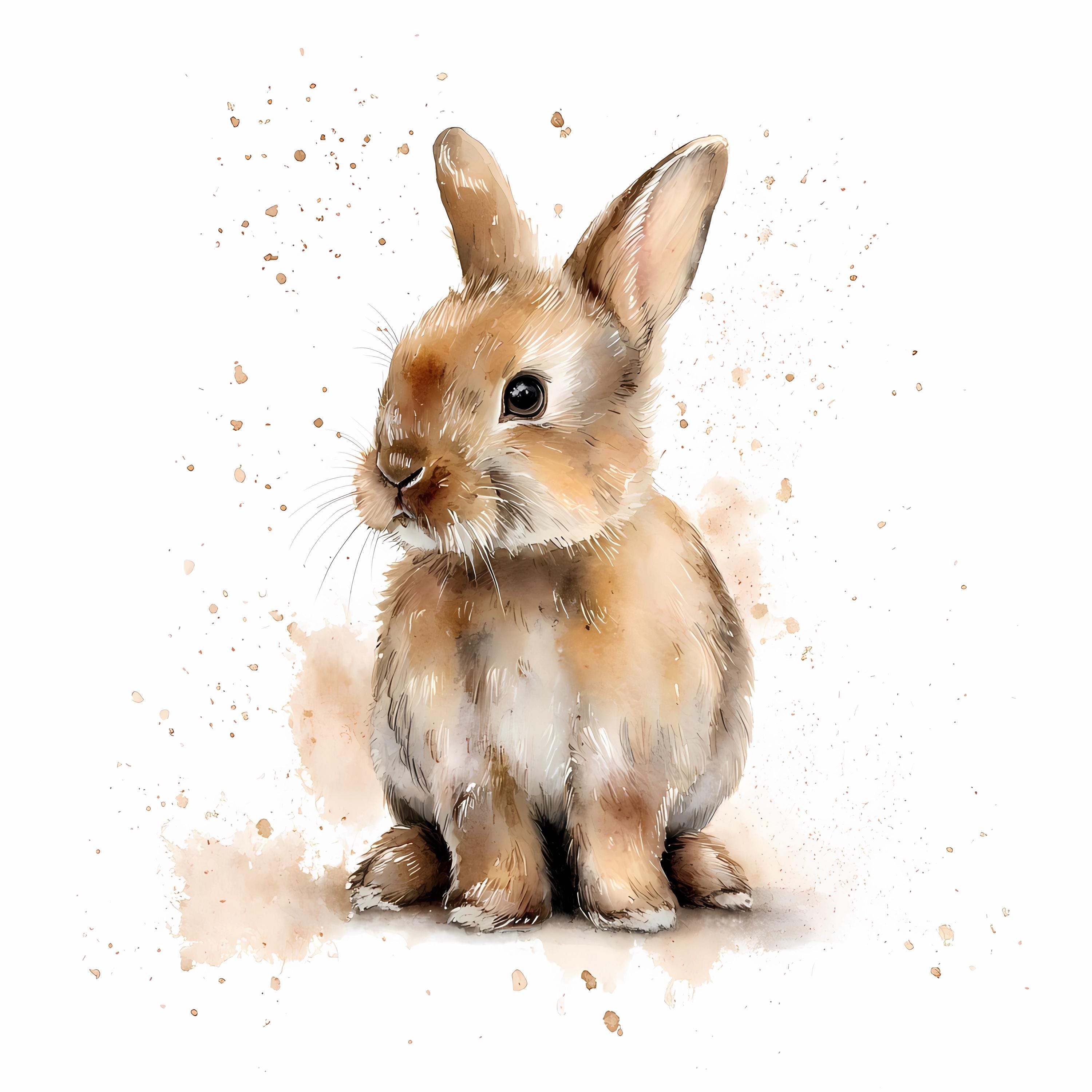 Watercolor Bunny Clipart Bundle, Baby Rabbit Illustrations, Digital ...
