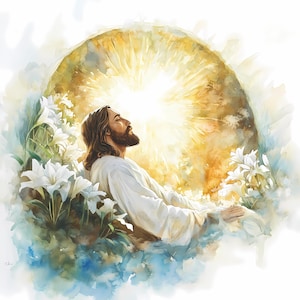 7 Clipart di Gesù Cristo, Clipart di Gesù di Pasqua, Clipart acquerello stampabile