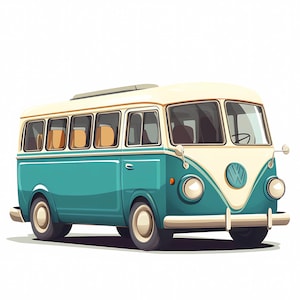 Vintage Bus Watercolor Clipart High Quality PNGs Bundle Set of 8, Old Bus Wall ART Downloadable, Junk Journals, Scrapbooking Clipart