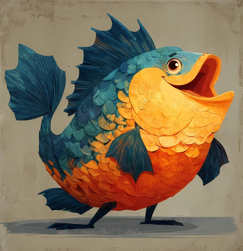 Fantasy Fish Drawing Whimsical Fantasy Fish Art Prints: Surreal Animal Decor (PNG JPG ...