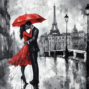 Paquete de 8 imágenes prediseñadas de pareja en París, imágenes PNG de calidad, escena romántica de beso en París, imágenes prediseñadas de amor en París, imágenes PNG de acuarela de historia de amor en París