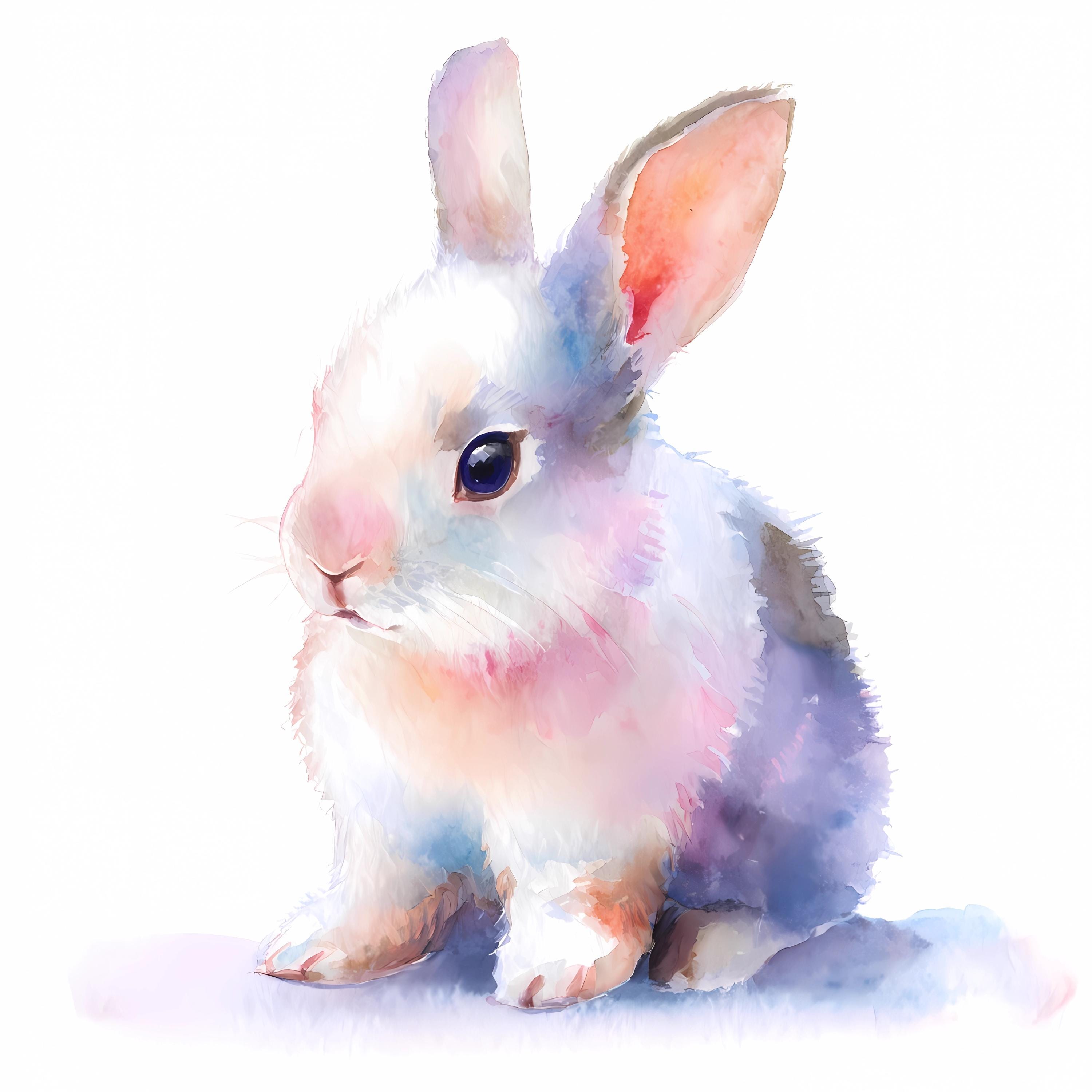 Watercolor Bunny Clipart Bundle, Baby Rabbit Illustrations, Digital ...