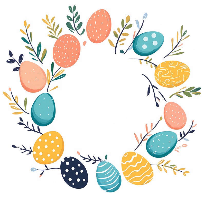 Floral Easter Egg Wreath PNG Clipart Set (digital Download) - Etsy